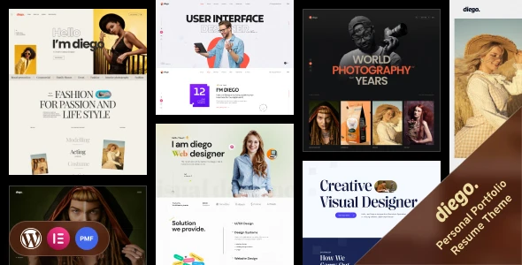 Download Diego – Creative Personal Portfolio & Resume Nulled Theme Free ...